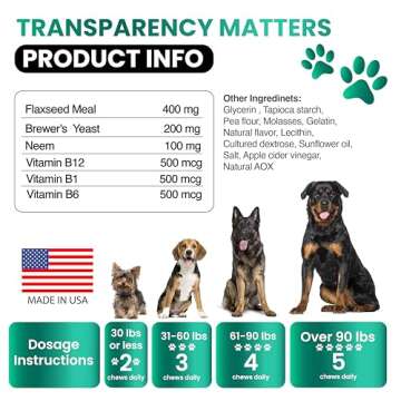 Flea and Tick Prevention for Dogs Chewables - Made in USA - Natural Flea and Tick Chews Supplement - Oral Pills for Dogs - Pest Defense - All Breeds and Ages - 120 Soft Tablets
