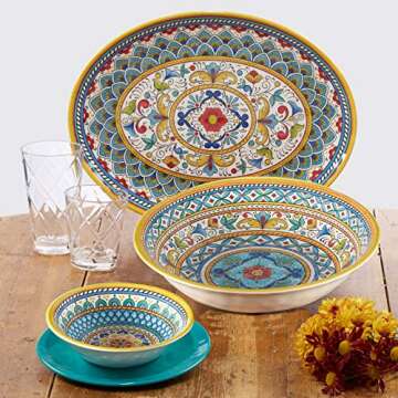 Portofino Melamine Dinner Plates Set of 6 - Multi-Colored