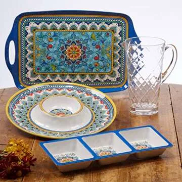 Portofino Melamine Dinner Plates Set of 6 - Multi-Colored