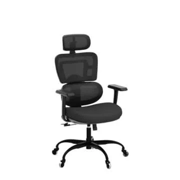 Ergonomic Office Chair - Mesh Office Chair High Back, Rolling Desk Chair, Executive Swivel Chair, Computer Chair with 3D Adjustable Armrest, 3D Lumbar Support, Blade Wheels, Adjustable Headrest