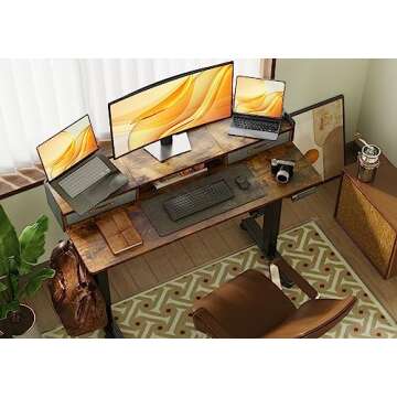 Claiks Standing Desk with Drawers, Stand Up Electric Standing Desk Adjustable Height, Sit Stand Desk...