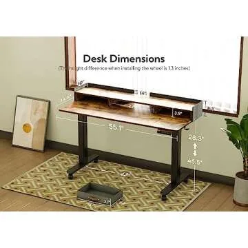 Claiks Standing Desk with Drawers and Adjustable Height