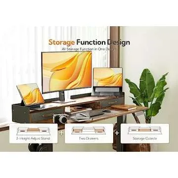 Claiks Standing Desk with Drawers and Adjustable Height