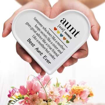 Aunt Gifts Aunt Birthday Gift from Niece - Aunts Birthday Gifts from Nephew, Ceramic Heart Plaque Signs with Aunt Definition, Christmas Mothers Day Best Aunt Ever Gifts for Aunt, Auntie by MBL