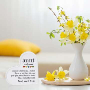 Aunt Gifts Aunt Birthday Gift from Niece - Aunts Birthday Gifts from Nephew, Ceramic Heart Plaque Signs with Aunt Definition, Christmas Mothers Day Best Aunt Ever Gifts for Aunt, Auntie by MBL