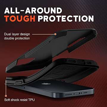 NTG Shockproof Case Compatible for iPhone 14 and iPhone 13,[2 Layer Structure Protection] [Military Grade Anti-Drop] Hard Slim iPhone 14 Case, Protective iPhone 13 Case, Black