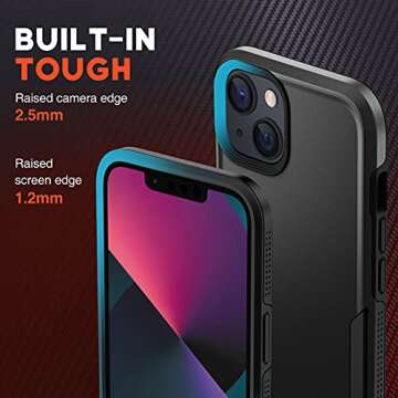 NTG Shockproof Case Compatible for iPhone 14 and iPhone 13,[2 Layer Structure Protection] [Military Grade Anti-Drop] Hard Slim iPhone 14 Case, Protective iPhone 13 Case, Black