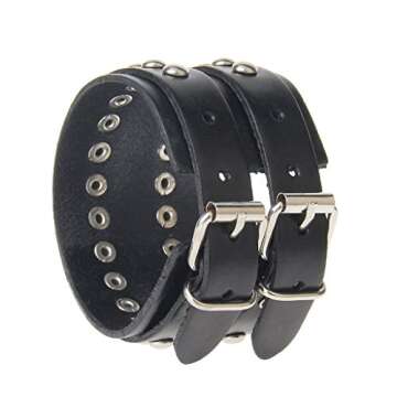 GelConnie Rock Punk Leather Cuff Bracelet Wrap Bracelets Leather Wristbands Adjustable Gothic Spike ...