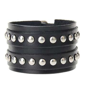 Stylish GelConnie Rock Punk Leather Cuff Bracelet for All