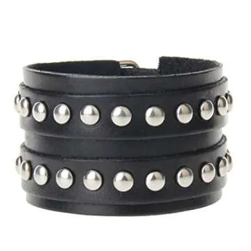 Stylish GelConnie Rock Punk Leather Cuff Bracelet for All