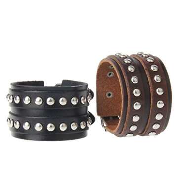 Stylish GelConnie Rock Punk Leather Cuff Bracelet for All