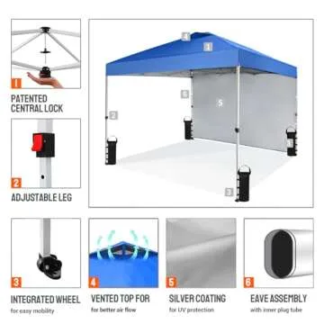 CROWN SHADES 10x10 Pop Up Canopy for Events and Camping