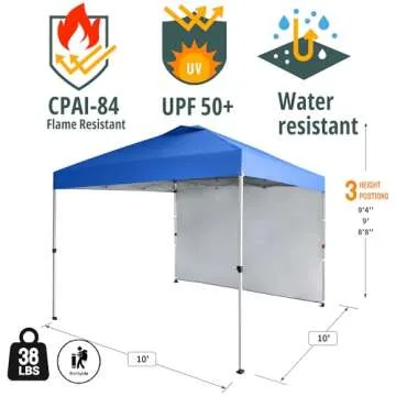CROWN SHADES 10x10 Pop Up Canopy for Events and Camping