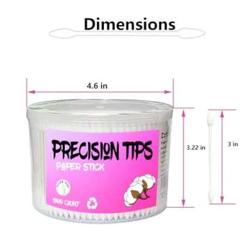 Pointed Tip Cotton Swabs,500 count Cotton Buds,Double Precision Tips with Paper Stick for Personal Care and Makeup