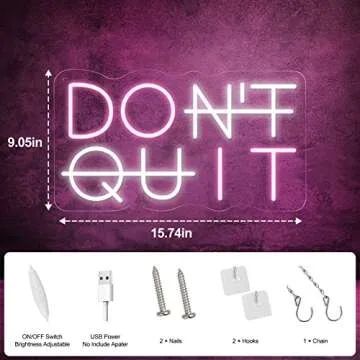 YIKBIK Don't Quit LED Neon Sign for Wall Decor, DO IT LED Neon Lights Party Decorations, USB Powered Switch LED Neon Lights Lighting Adjustable for Office Room, Gym Room, Man Cave, Gamer Room Decor