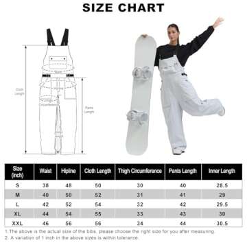 IMPHUT Womens Ski Bibs Snow Pants Super Baggy Snowboard Loose Bibs Waterproof Windproof Insulated Warm Winter,Red M