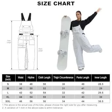 IMPHUT Womens Ski Bibs Snow Pants Super Baggy Snowboard Loose Bibs Waterproof Windproof Insulated Warm Winter,Red M