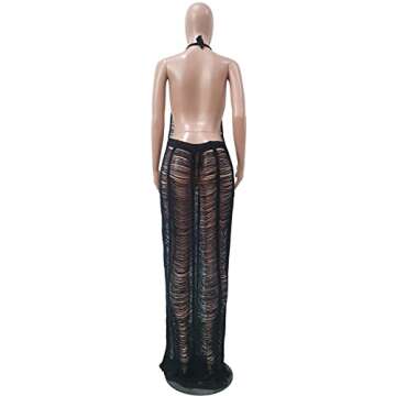 Maxi Swimwear Cover Ups Dress Halter Sleeveless Crochet