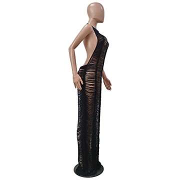 Maxi Swimwear Cover Ups Dress Halter Sleeveless Crochet