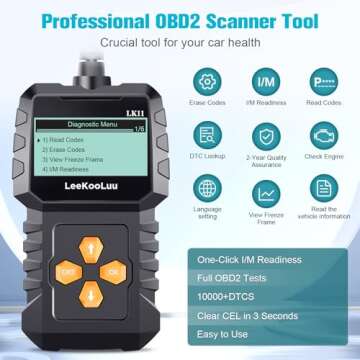 OBD2 Scanner Ease Setup Plug-Play: Clear Reset Engine Error Code Professional Code Reader Diagnostic...