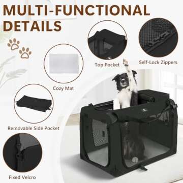 X-ZONE PET 3-Door Folding Soft Dog Crate, Indoor & Outdoor Pet Home, Multiple Sizes and Colors Avail...