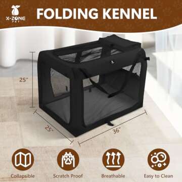 X-ZONE PET 3-Door Folding Soft Dog Crate, Indoor & Outdoor Pet Home, Multiple Sizes and Colors Available