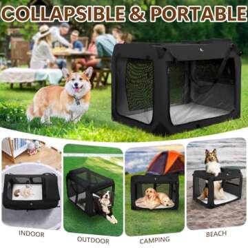 X-ZONE PET 3-Door Folding Soft Dog Crate, Indoor & Outdoor Pet Home, Multiple Sizes and Colors Available