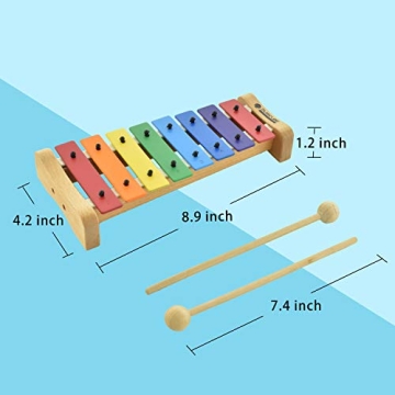 MUSICUBE Wooden Xylophone & Harmonica for Kids