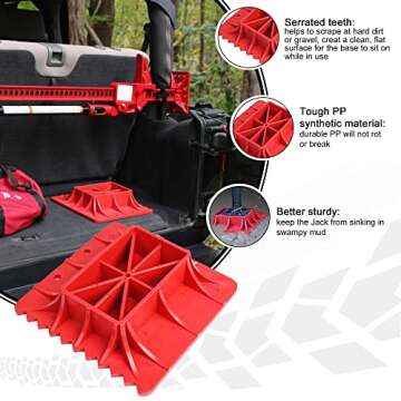 Seven Sparta Base Stand Compatible with Hi Lift Jack PP Pad to Alleviate Jack Hoisting Sinkage (Red)