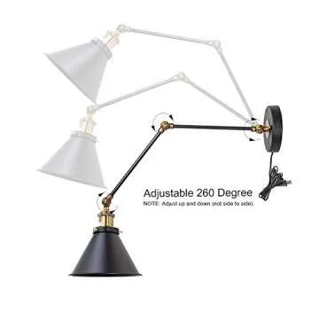LNC Black Swing Arm Wall Lamp Adjustable Wall Sconces Plug-in Sconces Wall Lighting (2 Pack-Black)