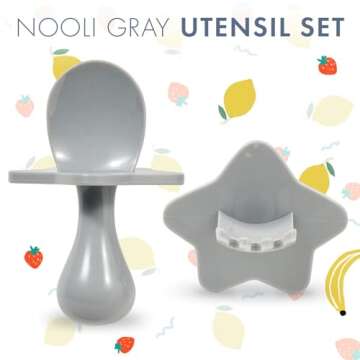 Nooli Baby Utensils Baby Feeding Baby Forks Baby Spoon Baby Feeding Supplies, BPA Phthalates-Free, D...