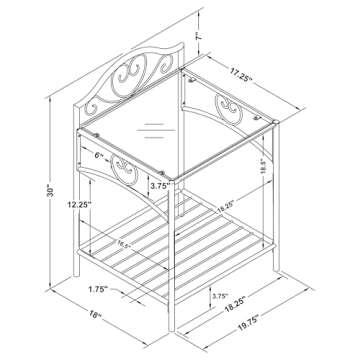 Coaster Home Furnishings Massi Traditional Wood 1-Shelf Bedroom Nightstand Bedside Table Organizer Unit Powder Pink 401152