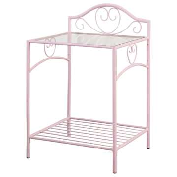 Coaster Home Furnishings Massi Traditional Wood 1-Shelf Bedroom Nightstand Bedside Table Organizer Unit Powder Pink 401152