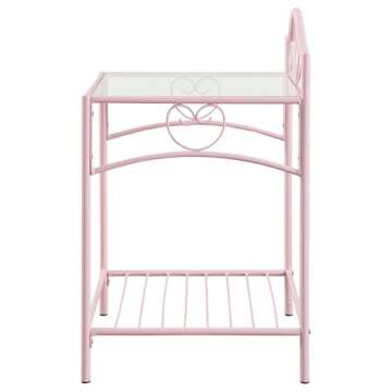 Coaster Home Furnishings Massi Traditional Wood 1-Shelf Bedroom Nightstand Bedside Table Organizer Unit Powder Pink 401152