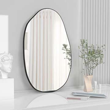 RACHMADES 33.5×20.5 inches Irregular Wall , Asymmetrical , Large Vanity Mirror for Wall Decoration,...