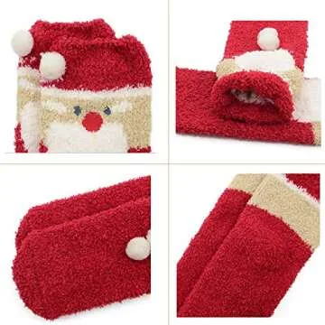 Zando Christmas Fuzzy Socks - Soft Warm Slipper Socks for Women