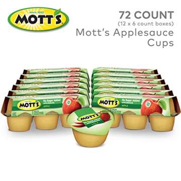 Mott's No Sugar Added Applesauce, 3.9 Oz Cups, 72 Count (12 Packs Of 6), Good Source Of Vitamin C, N...