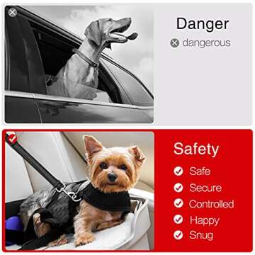 FYY Dog Seatbelt, Dog Seat Belt, Dog Car Seat Belt, Adjustable Pet Seatbelt for Dogs in Car, Dog Seat Belt Tether, Nylon Dog Car Seat Belt Elastic Dog Car Seatbelt for Small to Large Dogs Black