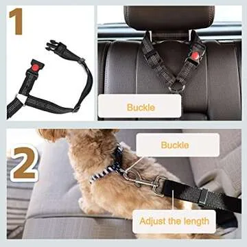 FYY Dog Seatbelt, Dog Seat Belt, Dog Car Seat Belt, Adjustable Pet Seatbelt for Dogs in Car, Dog Seat Belt Tether, Nylon Dog Car Seat Belt Elastic Dog Car Seatbelt for Small to Large Dogs Black