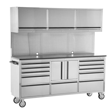 OEM TOOLS 72 Inch 11-Drawer Garage Storage Cabinet System, Elite Stainless Steel Rolling Tool Chest,...