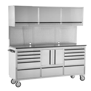 OEM TOOLS 72 Inch 11-Drawer Garage Storage Cabinet System, Elite Stainless Steel Rolling Tool Chest,...