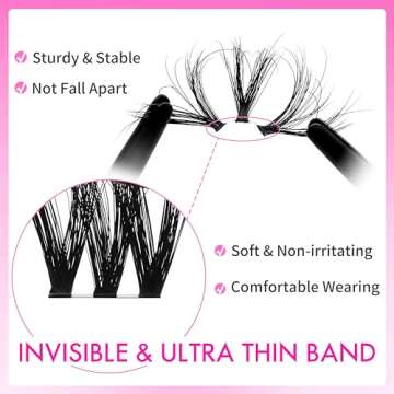 VEYESBEAUTY Lash Clusters Fluffy Individual Lash Extensions VBmuse 3D Layered Volume Eyelashes Thin & Invisible Band Wispy Faux Mink Lash Newbie's Five-Second Mixed Length 10-18mm