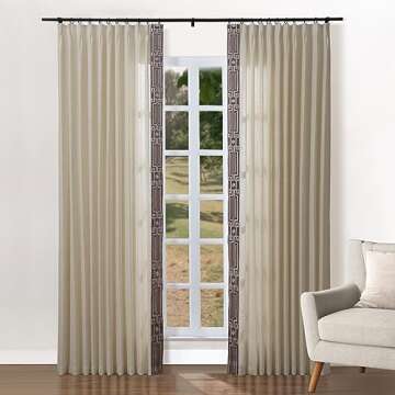 ChadMade Custom Curtain Drapery Polyester Linen Curtain, for Traverse Rod & Rod & Track, Living Room Curtain Dining Room Drape, Drapery Panel for Bedroom Patio Door,Tallis Collection (1 Panel)