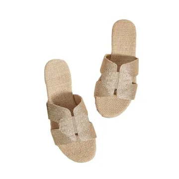 Verdusa Women's Cut Out Flat Sandals | Open Toe Summer Slides in Khaki