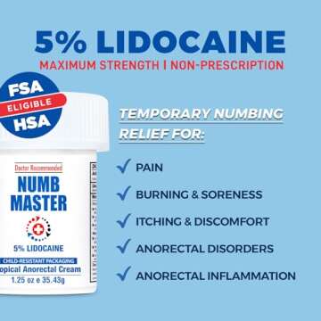 Clinical Resolution Numb Master 5% Lidocaine Numbing Cream, Maximum Strength Fast Acting Vitamin E P...