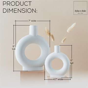 Set of 2 White Ceramic Vase, Vases for Pampas Grass, Vases Home Decor, White Vases for Decor, Ceramic Vase Set, Boho Decor, Vase Decor, Shelf Decor, Table Decor, Mantle Decor, Bookshelf Decor