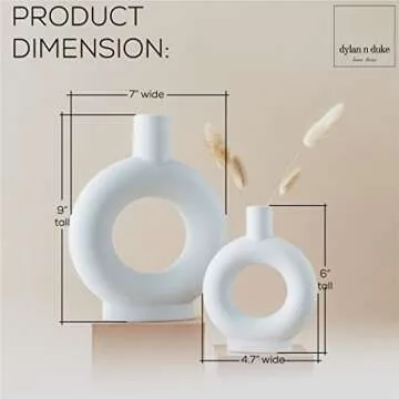 Set of 2 White Ceramic Vase, Vases for Pampas Grass, Vases Home Decor, White Vases for Decor, Ceramic Vase Set, Boho Decor, Vase Decor, Shelf Decor, Table Decor, Mantle Decor, Bookshelf Decor