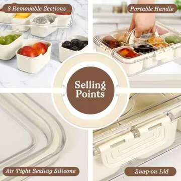 ALYBIT Divided Serving Tray with Lid and Handle - Snackle Box Charcuterie Container for Portable Snack Platters - Clear Organizer for Candy, Fruits, Nuts, Snacks - Perfect for Party, Entertaining