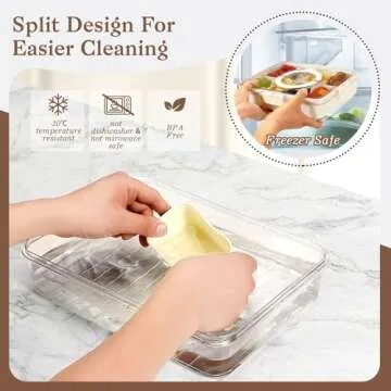 ALYBIT Divided Serving Tray with Lid and Handle - Snackle Box Charcuterie Container for Portable Snack Platters - Clear Organizer for Candy, Fruits, Nuts, Snacks - Perfect for Party, Entertaining