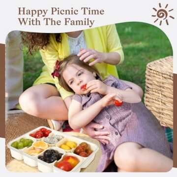 ALYBIT Divided Serving Tray with Lid and Handle - Snackle Box Charcuterie Container for Portable Snack Platters - Clear Organizer for Candy, Fruits, Nuts, Snacks - Perfect for Party, Entertaining